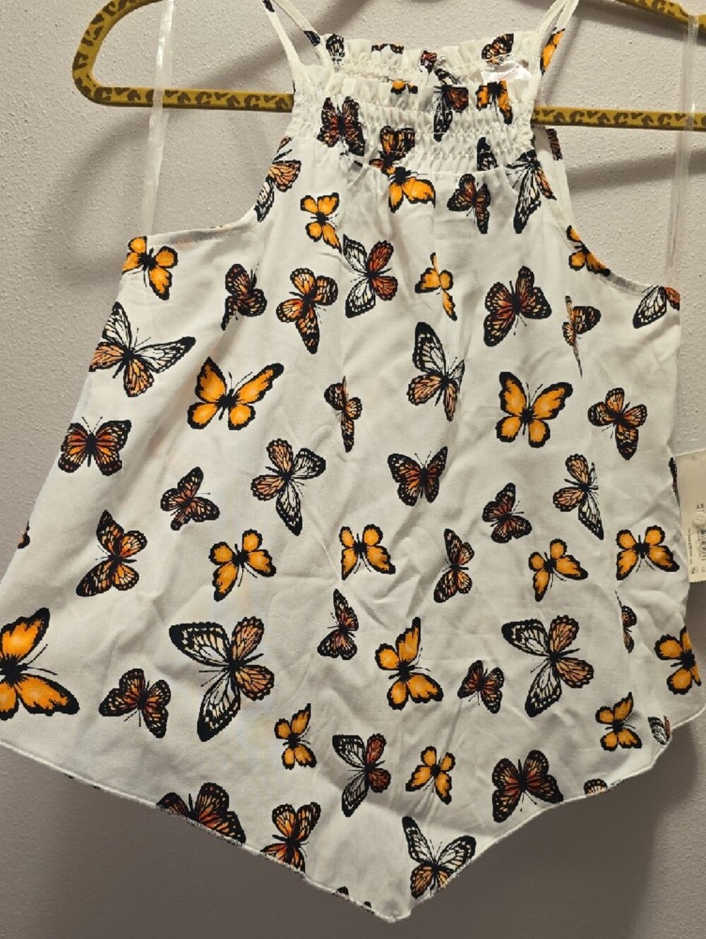 No Boundaries White Halter Top with Orange and Black Butterfly Print - Picture 4 of 10